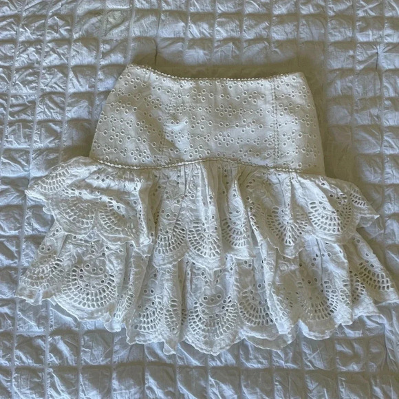 Anthropologie Significant Other eyelit ruffle mini skirt